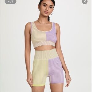 Free people movement bra/biker set yellow and purple M/L